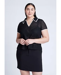 Eloquii Women's Textured Polo Shirt