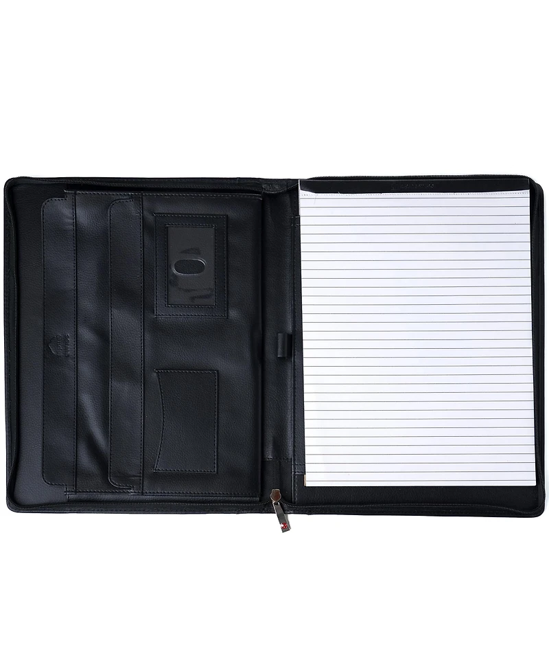 Alpine Swiss Leather Zippered Writing Pad Portfolio Business Briefcase Organizer
