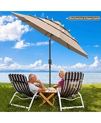 Yescom 10 Ft 3 Tier Patio Umbrella with Crank Handle Push to Tilt Aluminum Backyard