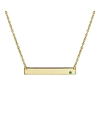 Bling Jewelry Horizontal Sideway Flat Bar Name Plated Pendant Necklace Gold Sterling Silver With Crystal