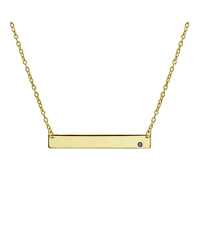 Bling Jewelry Horizontal Sideway Flat Bar Name Plated Pendant Necklace Gold Sterling Silver With Crystal