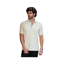 Campus Sutra Men's Off-White Seamless Waffle Polo T-Shirt