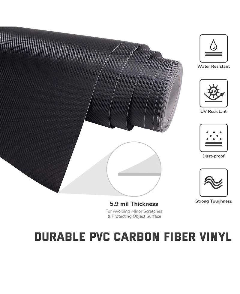 5ft x 100ft Car 3D Carbon Fiber Vinyl Wrap Sticker Roll Vehicle Motorcycle Black