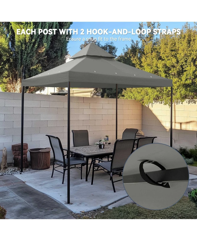 Yescom 10x10Ft UV30+ Gazebo Replacement Top for 2 Tier Outdoor Canopy Cover Patio Backyard Party Deck Gray