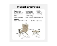 Naturehike, Outdoor Camping Recliner Chair with Side Table, Relaxing Folding Lounge Chair, Adjustable Tilt Chaise Lounge with Cup Holder, 600D Oxford