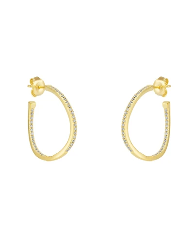 Spero London Sterling Silver Large Wavy Stud Hoop Earring With Interior Gemstones