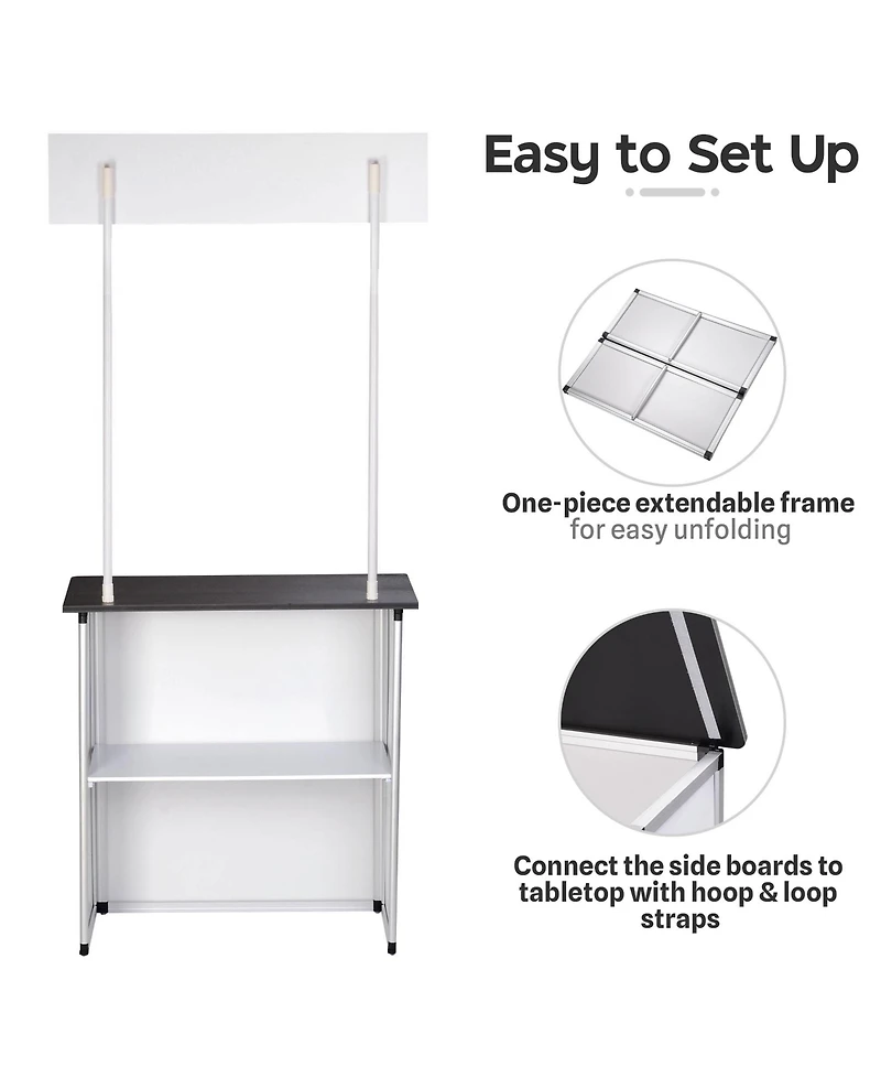 Popup Promotional Counter Table Booth Portable Demo Display Banner Stand 2 Pack