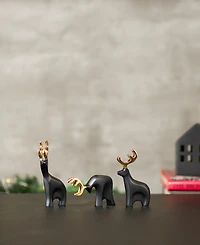 Nambe Mini Prancer Reindeer Figurines, Set of 3