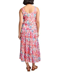 Jones New York Petite Printed Tiered Sleeveless Maxi Dress