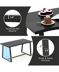 63" Large Dining Table with Wavy Edge and Heavy-duty Metal Frame