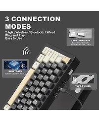 Yunzii AL71 75% Mechanical Keyboard,Full Aluminum Cnc,Hot Swappable Gasket,2.4GHz Wireless BT5.0/Usb-c Wired,Nkro Programmable Rgb Backlight Creamy Ty