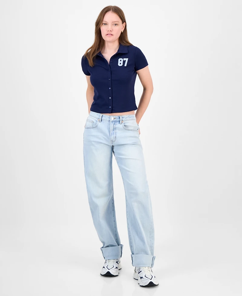 Ultra Flirt Juniors' Button-Front Short-Sleeve Polo