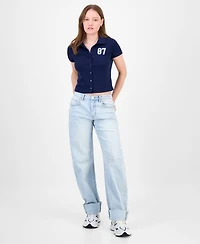 Ultra Flirt Juniors' Button-Front Short-Sleeve Polo