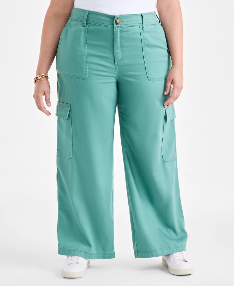 Style & Co Plus Mid-Rise Wide-Leg Cargo Pants, Exclusively at Macy's