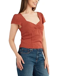 Bcx Juniors' Clip-Dot Sweetheart-Neck Top