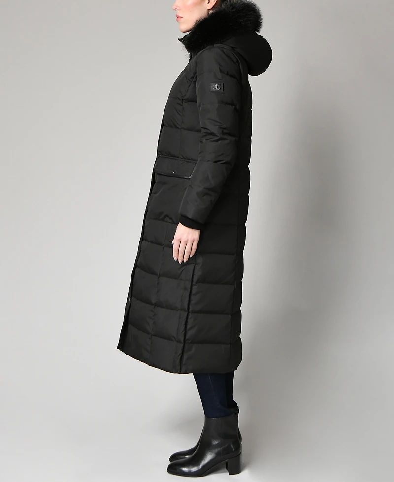 Lauren Ralph Women's Faux-Fur-Trim Maxi Puffer Coat