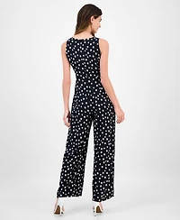 Connected Women's Printed Tie-Waist Sleeveless Jumpsuit