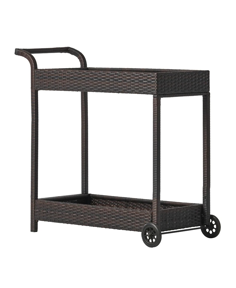 Mobile Resin Wicker Bar Cart - Entertain with Ease!