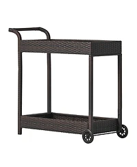 Mobile Resin Wicker Bar Cart - Entertain with Ease!