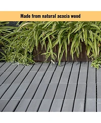 20-Piece Interlocking Deck Tiles - Light Gray Acacia