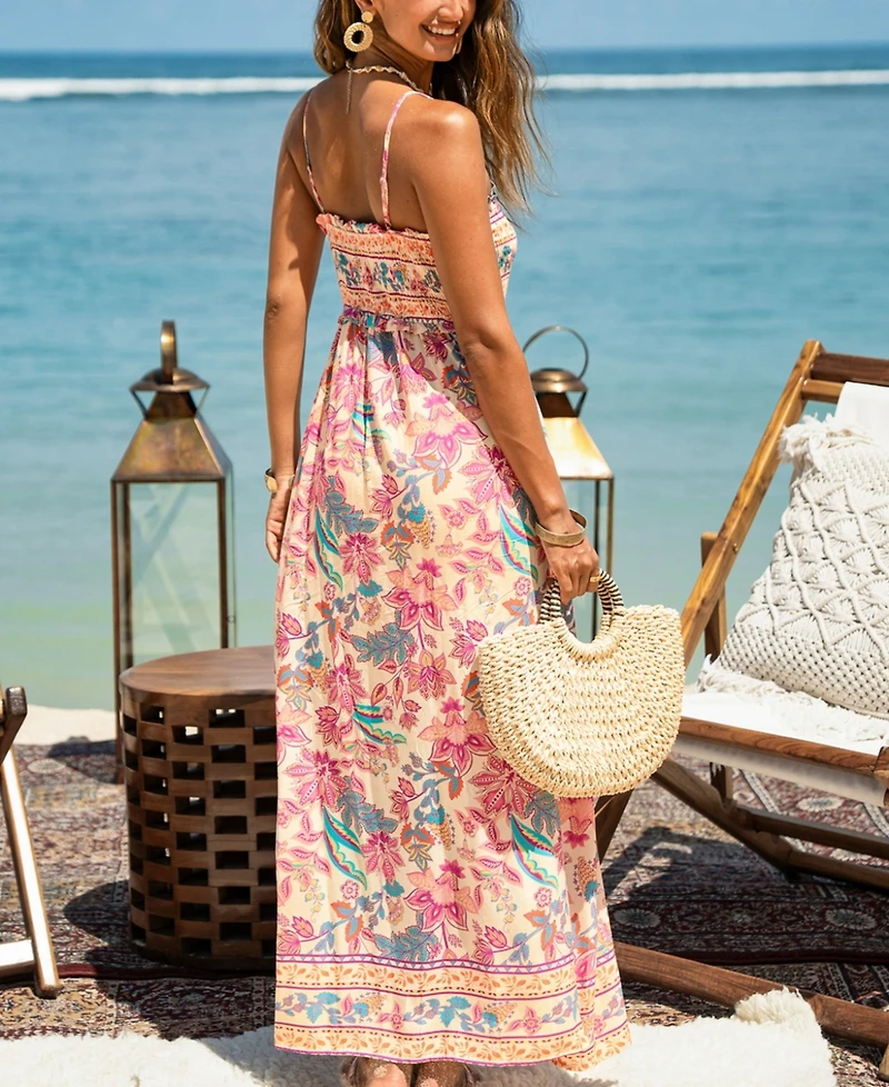 Cupshe Women's Papaya Punch Floral Maxi Beach Dress