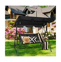 3 Person Steel Frame Patio Porch Swing with Polyester Angle and Adjustable Canopy