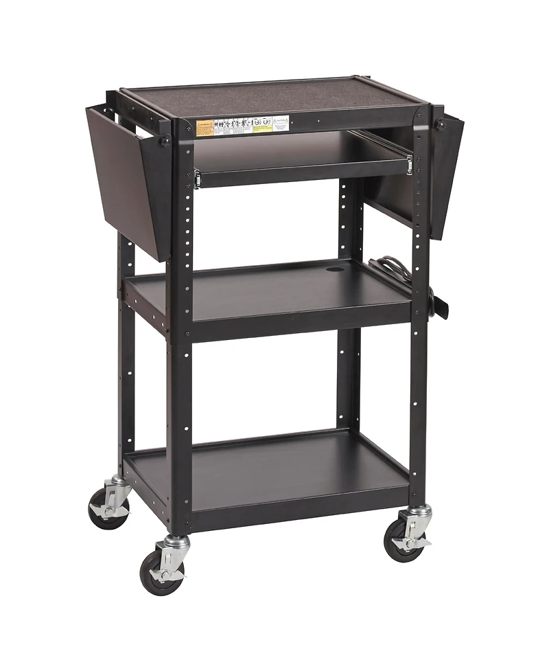 ECR4Kids Av Presentation Cart Stand with Drop Leaves, Black, 1