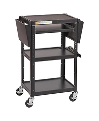 ECR4Kids Av Presentation Cart Stand with Drop Leaves, Black, 1