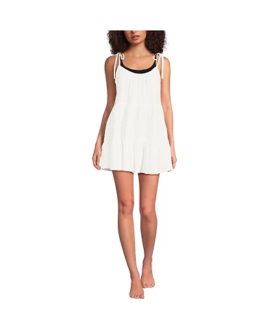 Lands' End Women's Cotton Gauze Tiered Mini Cover-up Dress