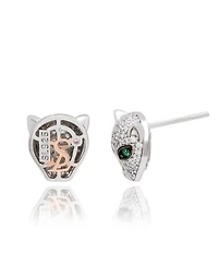 Suzy Levian Sterling Silver Cubic Zirconia Panther Stud Earrings