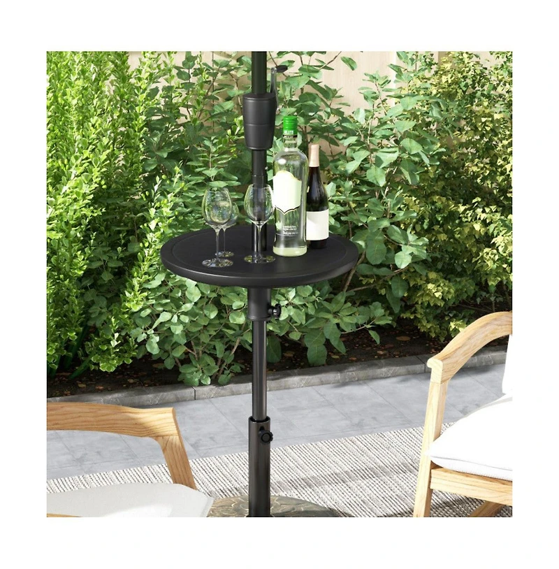 20 Inches Outdoor Adjustable Umbrella Table with 1.5 Inches Umbrella Hole