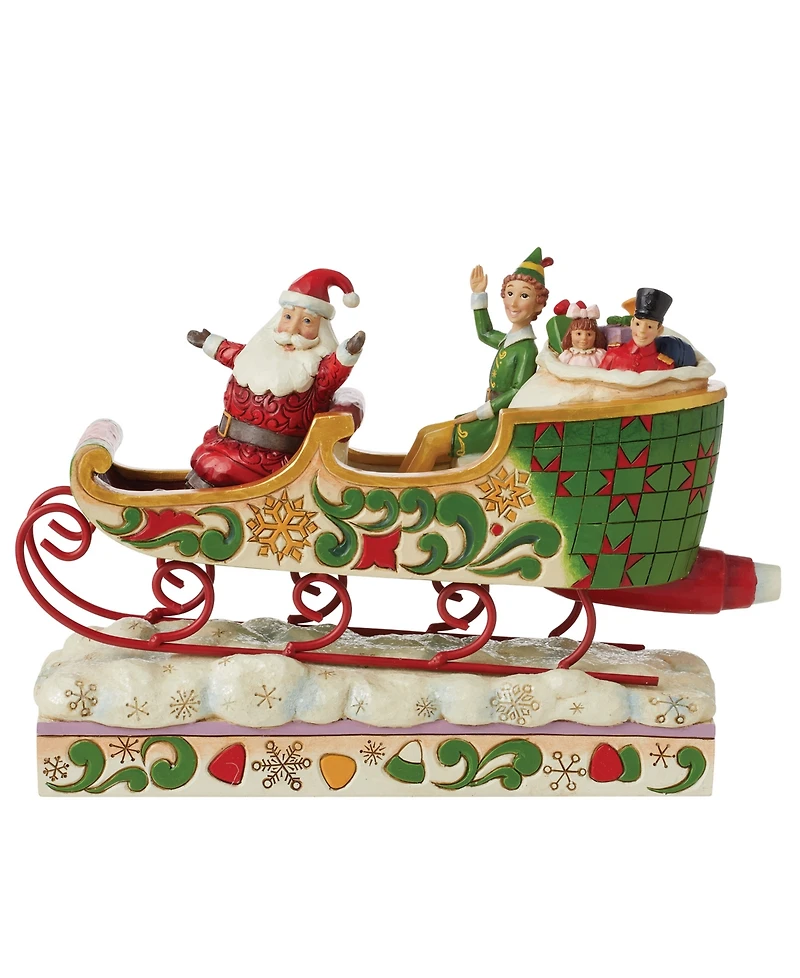 Jim Shore Buddy Elf with Santa in Sleigh Figurine