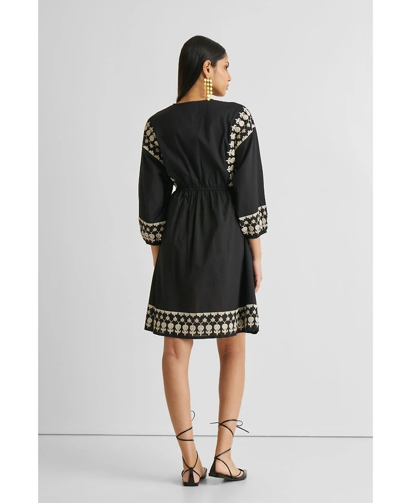 Reistor Women's Deep V Embroidered Dress