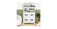 24 Inch Floor Cabinet with 2 Open Compartments and 2 Drawers