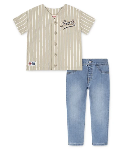 Levi's Toddler Boys 2-Piece Baseball T-Shirt and Jeans Set