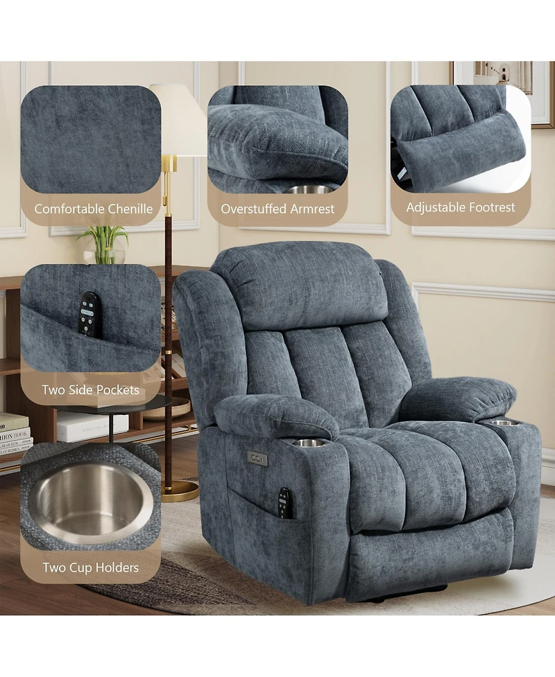 Up to 350 Lbs Power Lift Recliner Chair Heavy Duty Motion Mechanism with 8-Point Vibration Massage and Lumbar Heating