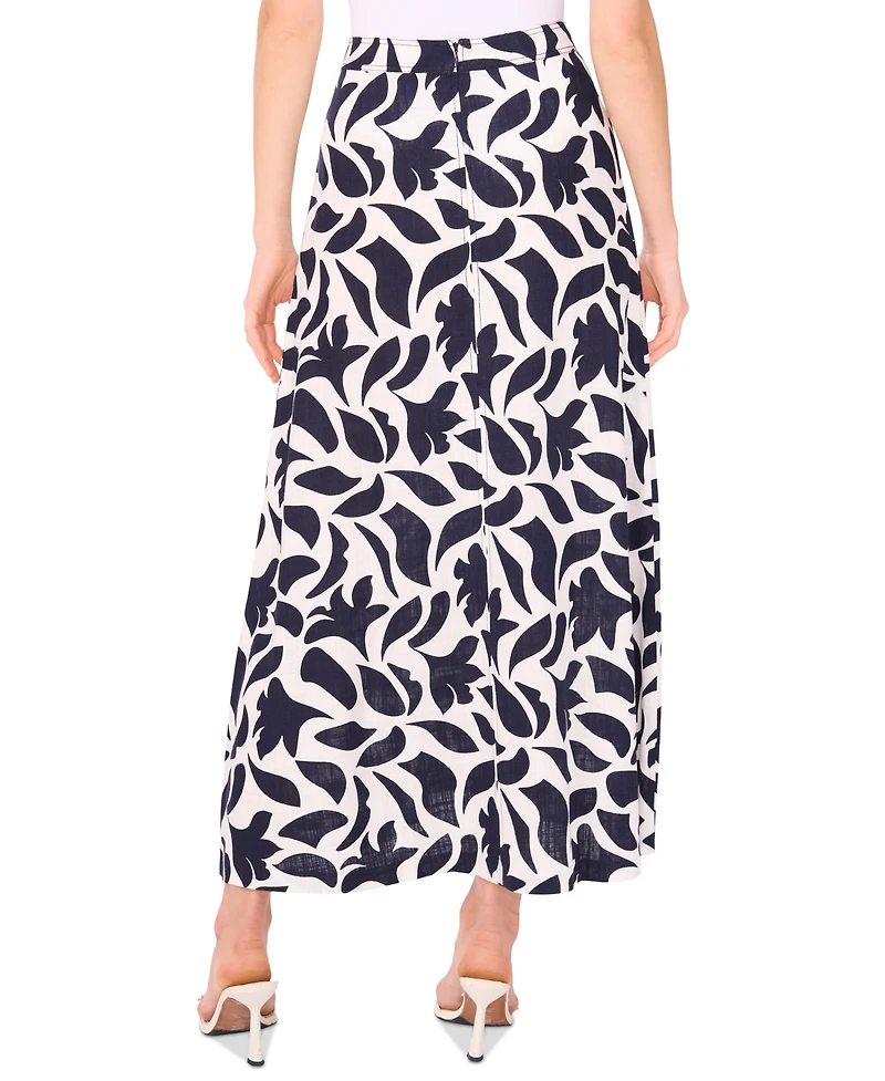 CeCe Women's Printed Seamed Maxi Skirt