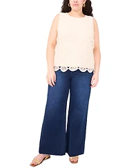 Vince Camuto Plus Crochet-Front Scalloped-Hem Tank Top