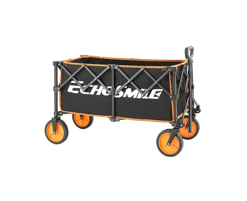 EchoSmile Collapsible Foldable Wagon with 300lbs Weight Cart Heavy Duty Folding Beach Wagon Cart with Wheels and Adjustable Handle for Camping Garden