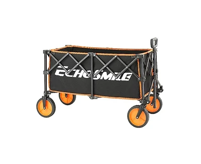 EchoSmile Collapsible Foldable Wagon with 300lbs Weight Cart Heavy Duty Folding Beach Wagon Cart with Wheels and Adjustable Handle for Camping Garden