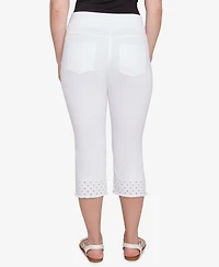 Ruby Rd. Petite Embroidered Hem Soft Stretch Denim Capri Jeans