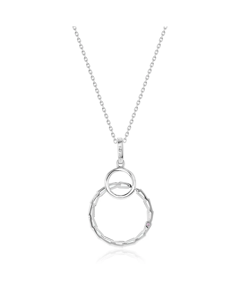 Suzy Levian Sterling Silver Cubic Zirconia Circle Pendant Necklace