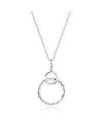Suzy Levian Sterling Silver Cubic Zirconia Circle Pendant Necklace