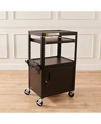 ECR4Kids Av Presentation Stand and 12-Bay Charging Cart, Black, 1