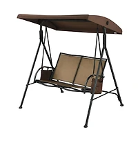 2-Person Patio Swing with Adjustable Canopy and 2 Storage Pocket