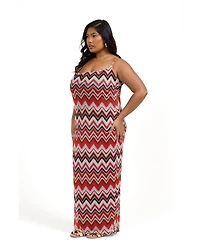 Fashion-szn Curve Women's Retro Print Mesh Maxi Dress