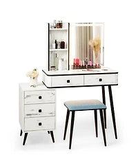 Vanity Makeup Table Set with Lighted Mirror