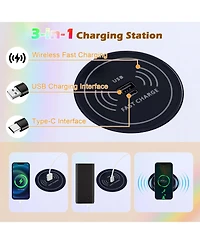 Vanity Table Set with Rgb Led Lights and Wireless Charging Station
