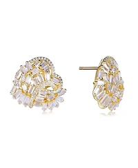 Suzy Levian Sterling Silver Cubic Zirconia Large Heart Cluster Earrings