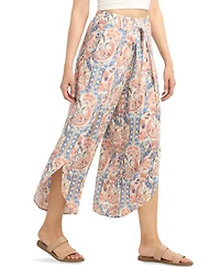 Bcx Juniors' Printed Wrap Dolphin-Hem Pants